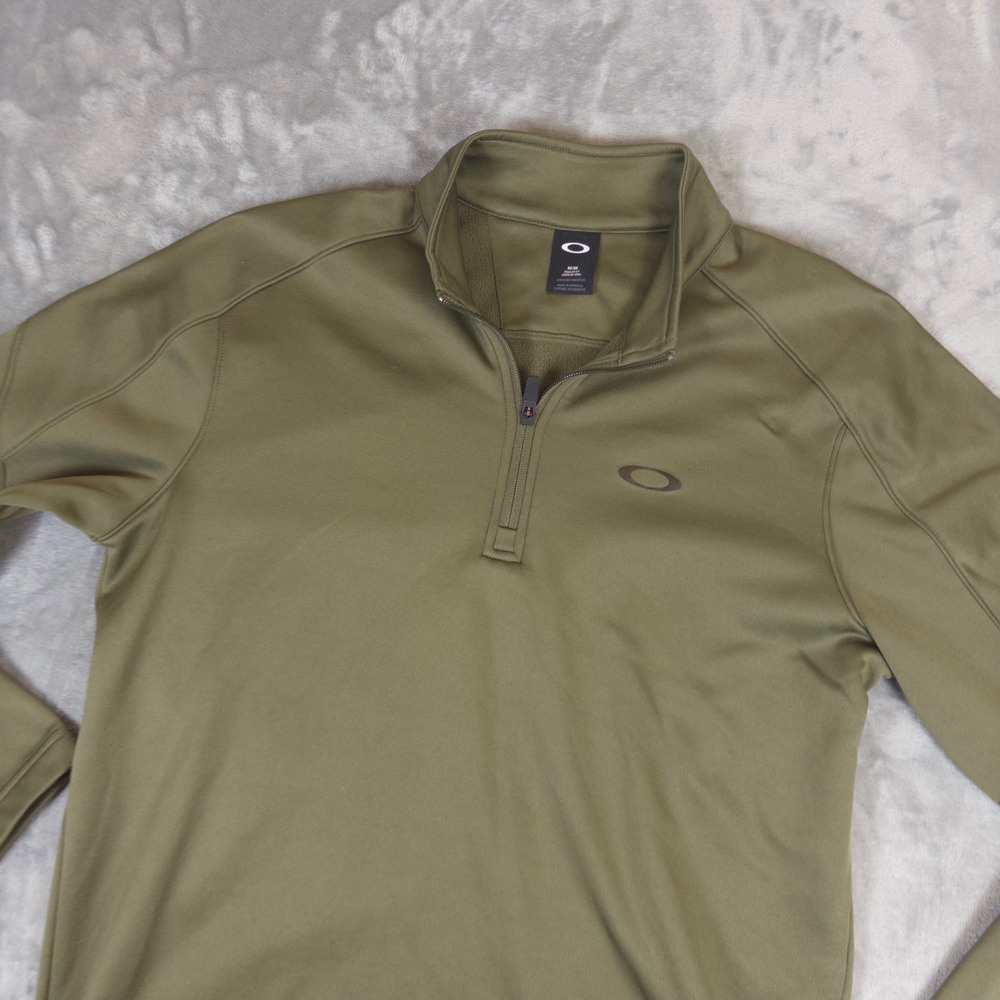 Oakley 1/4 Zip Pullover Mens Medium Olive Green Regular Fit Athletic Sweatshirt